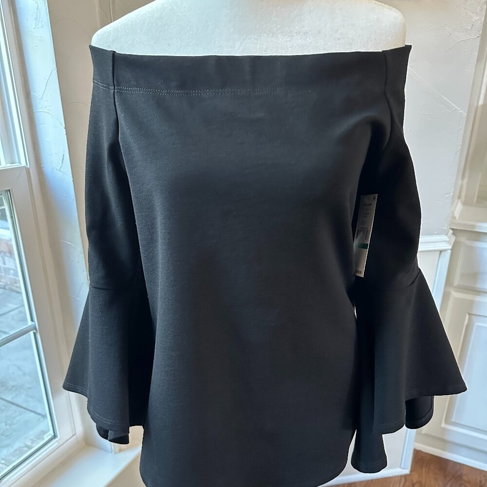 Karen Kane Women's NWT Off The Shoulder Black Bell Sleeve Top Date Night Large